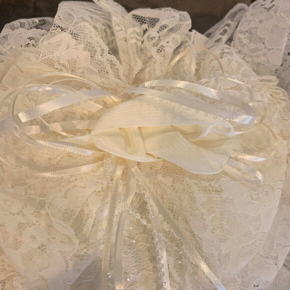 OFF WHITE/CREAM COLORED LACE RING BEARER PILLOW - Picture 3 of 3